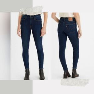New LEVI'S 721 Womens Size 27 High-Rise Dark Blue Denim Skinny Ankle Jeans Goth
